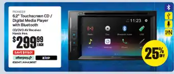 6.2" Touchscreen CD / Digital Media Player with Bluetooth