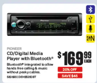 SuperCheap Auto CD/Digital Media Player with Bluetooth offer