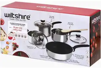 BIG W Wiltshire 4-Piece Classic Stainless Steel Cookware Set offer