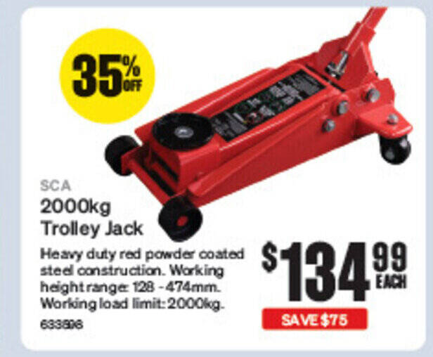 2000kg Trolley Jack offer at SuperCheap Auto