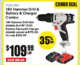 SuperCheap Auto 18V Hammer Drill & Battery & Charger Combo offer