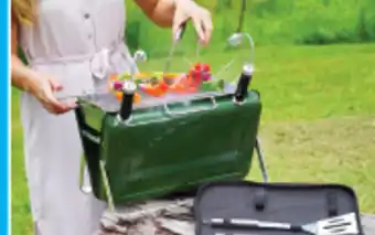 Mini BBQ Briefcase Grill Green