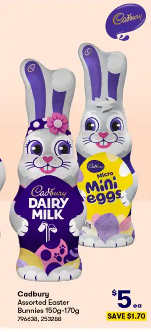 BIG W Cadbury Assorted Easter Bunnies 150g-170g offer