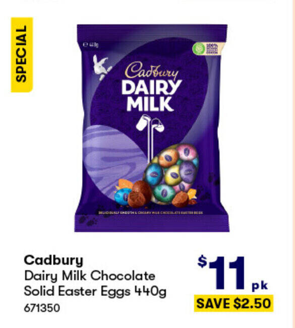 Cadbury Dairy Milk Chocolate Solid Easter Eggs 440g offer at BIG W