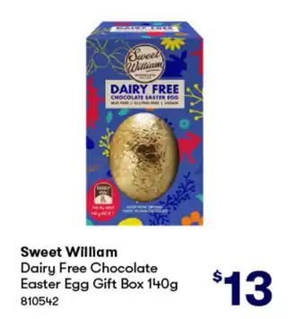 BIG W Sweet William Dairy Free Chocolate Easter Egg Gift Box 140g offer