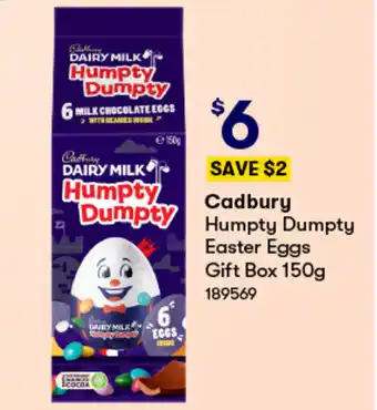 BIG W Cadbury Humpty Dumpty Easter Eggs Gift Box 150g offer