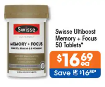 Good Price Pharmacy Swisse Ultiboost Memory + Focus 50 Tablets offer