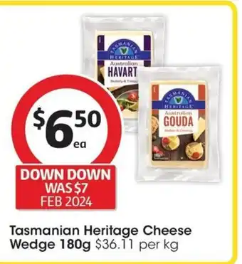 Coles Tasmanian Heritage Cheese Wedge 180g offer