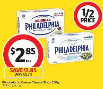 Coles Philadelphia Cream Cheese Block 250g offer
