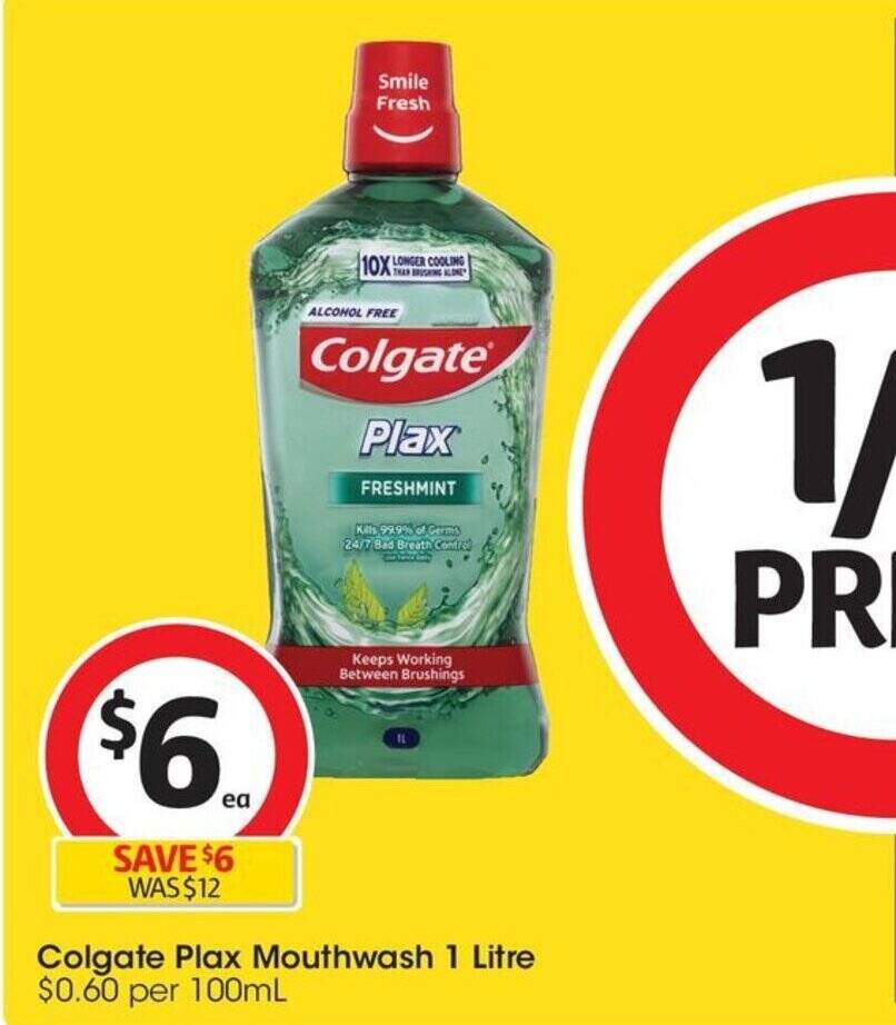 Colgate Plax Mouthwash 1 Litre offer at Coles