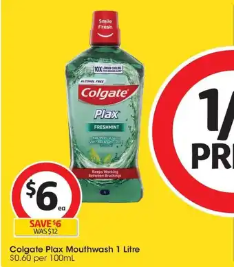 Coles Colgate Plax Mouthwash 1 Litre offer
