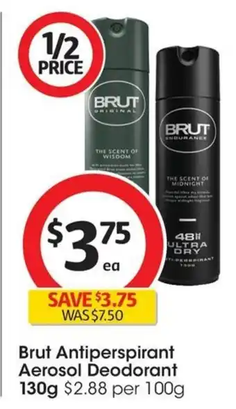 Coles Brut Antiperspirant Aerosol Deodorant 130g offer