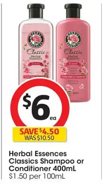 Coles Herbal Essences Classics Shampoo or Conditioner 400mL offer