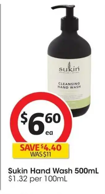 Coles Sukin Hand Wash 500mL offer