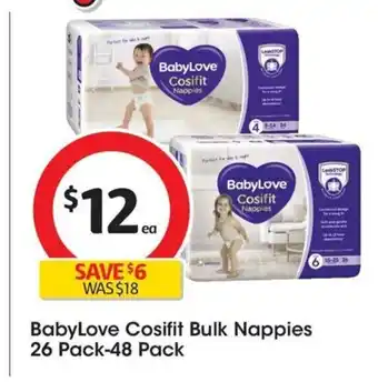 Coles BabyLove Cosifit Bulk Nappies 26 Pack-48 Pack offer