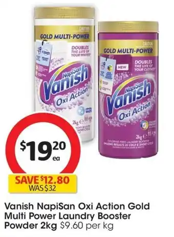 Coles Vanish Napisan Oxi Action Gold Multi Power Laundry Booster Powder 2kg offer