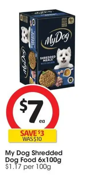 Coles My Dog Shredded Dog Food 6x100g offer