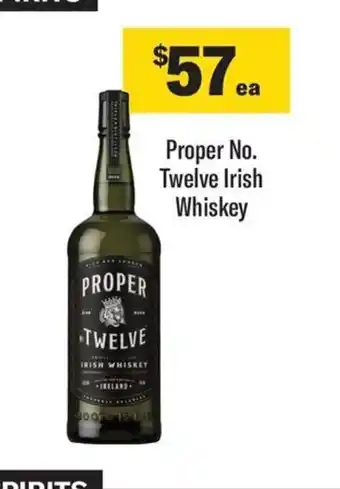 Coles Proper No Twelve Irish Whiskey offer