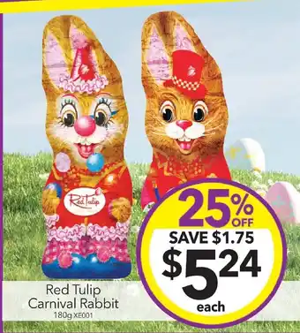 Cheap as Chips Red Tulip Carnival Rabbit 180g offer