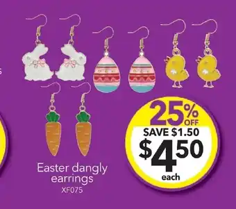 Cheap as Chips Easter dangly earrings offer