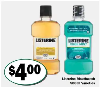 Friendly Grocer Listerine Mouthwash 500mL offer