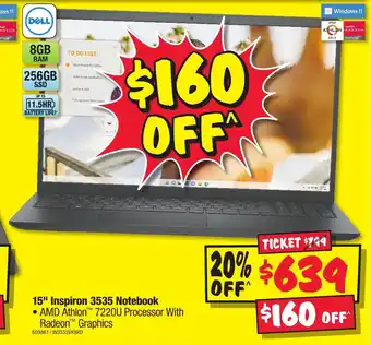 JB Hi-Fi 15" Inspiron 3535 Notebook offer