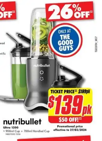 The Good Guys nutribullet Ultra 1200 offer