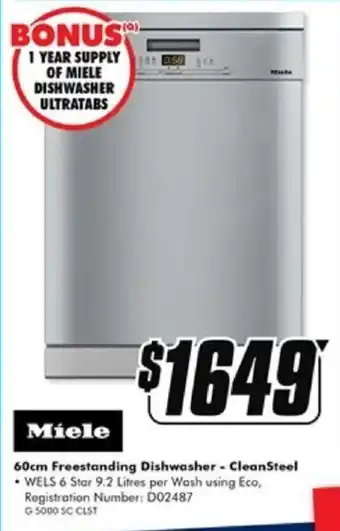The Good Guys 60cm Freestanding Dishwasher - CleanSteel offer