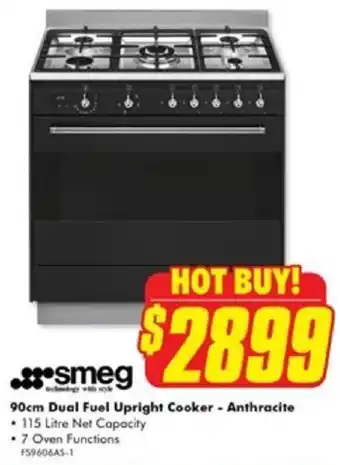 The Good Guys 90cm Dual Fuel Upright Cooker - Anthracite offer