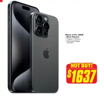 The Good Guys iPhone 15 Pro 128GB - Black Titanium offer