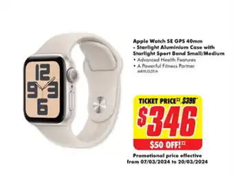 The Good Guys Apple Watch SE GPS 40mm -Starlight Aluminium Case with Starlight Sport Band Small/Medium offer