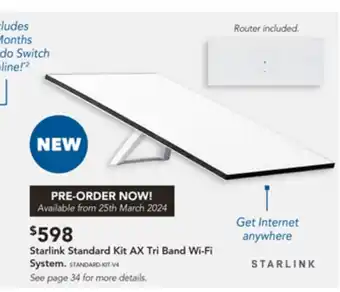 Harvey Norman Starlink Standard Kit AX Tri Band Wi-Fi System offer