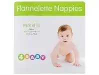 4Baby Flannelette Nappies 10 Pack White
