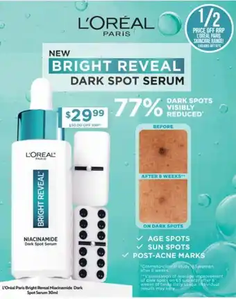 Chemist Warehouse L'Oréal Paris Bright Reveal Niacinamide Dark Spot Serum 30ml offer
