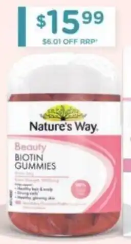 Chemist Warehouse Nature's Way Beauty Biotin Gummies 40 Pastilles offer
