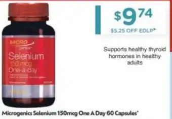 Chemist Warehouse Microgenics Selenium 150mcg One A Day 60 Capsules offer