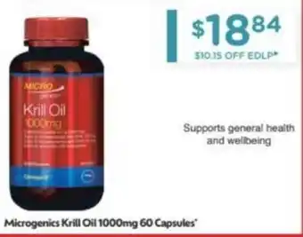 Chemist Warehouse Microgenics Krill Oil 1000mg 60 Capsules offer