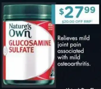 Chemist Warehouse Nature's Own Glucosamine Sulfate 400 Tablets offer
