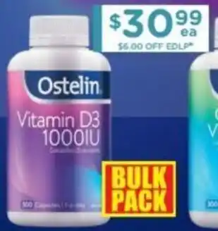Chemist Warehouse Ostelin Vitamin D3 1000IU 300 Capsules offer
