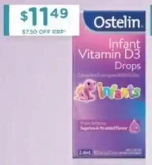Chemist Warehouse Ostelin Infant Vitamin D3 Drops 2.4ml offer