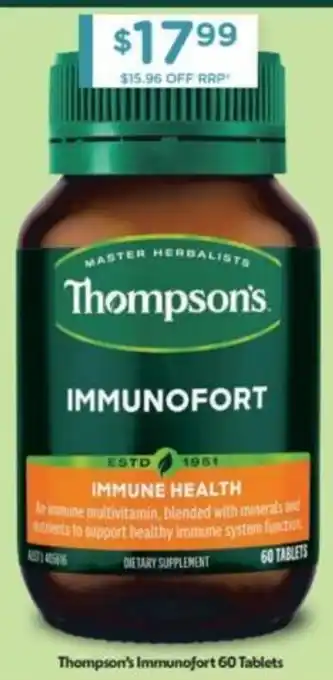 Chemist Warehouse Thompson's Immunofort 60 Tablets offer