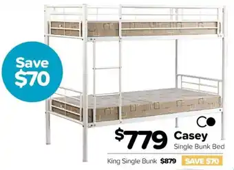 ComfortStyle Furniture & Bedding Casey Single Bunk Bed offer