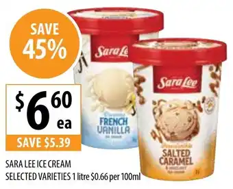 Supabarn SARA LEE ICE CREAM SELECTED VARIETIES 1 litre offer