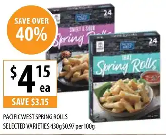 Supabarn PACIFIC WEST SPRING ROLLS SELECTED VARIETIES 430g offer