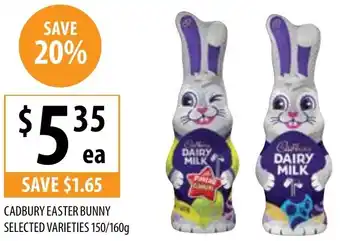 CADBURY EASTER BUNNY SELECTED VARIETIES 150/160g