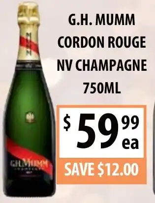 G.H. MUMM CORDON ROUGE NV CHAMPAGNE 750ML