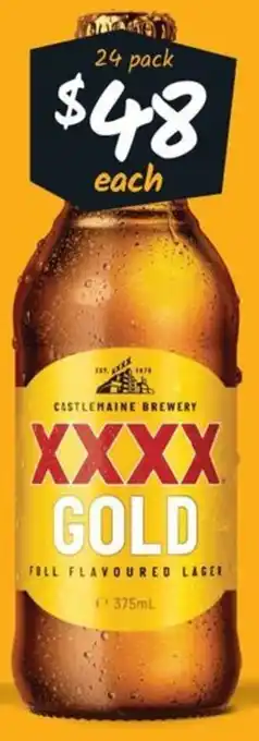Cellarbrations XXXX Gold Stubbies 375mL 24 Pack offer