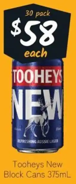 Cellarbrations Tooheys New Block Cans 375mL 30 pack offer
