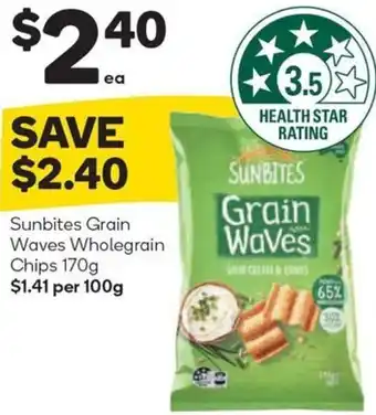 Woolworths Sunbites Grain Waves Wholegrain Chips 170g offer