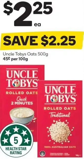 Woolworths Uncle Tobys Oats 500g offer